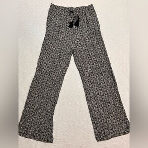 Knox Rose Womens Wide Leg Lounge Pant Medium Black & White Elastic Waist Stretch